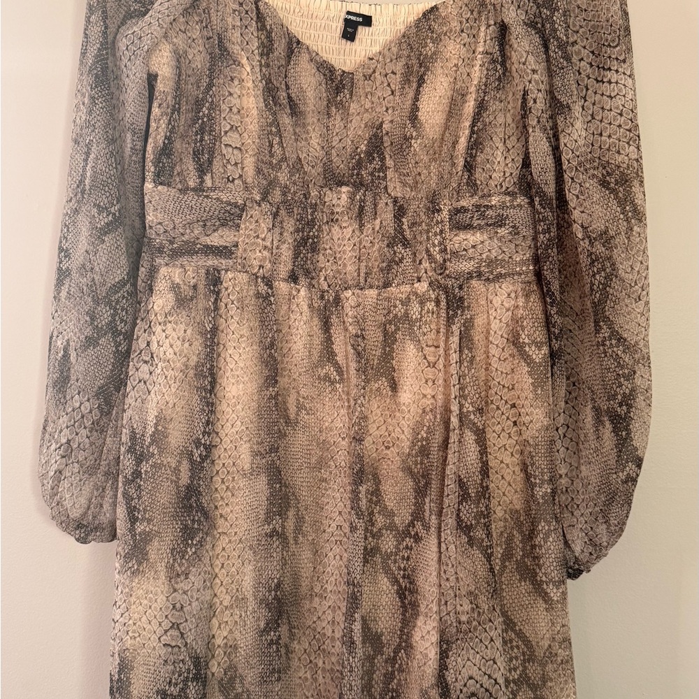 Express Long Sleeve Snake Print Dress